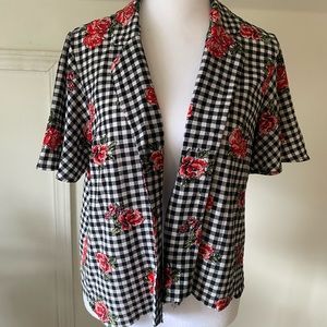 Gingham rose button up